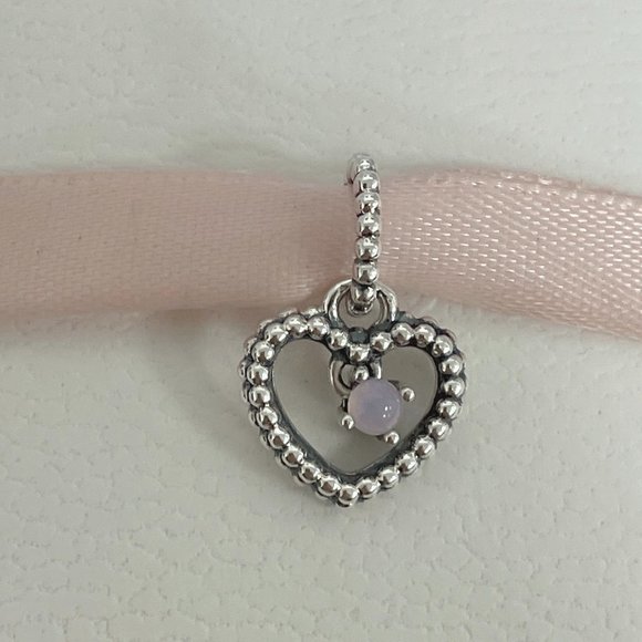 Pandora Jewelry Pandora June Misty Rose Beaded Heart Dangle Charm
